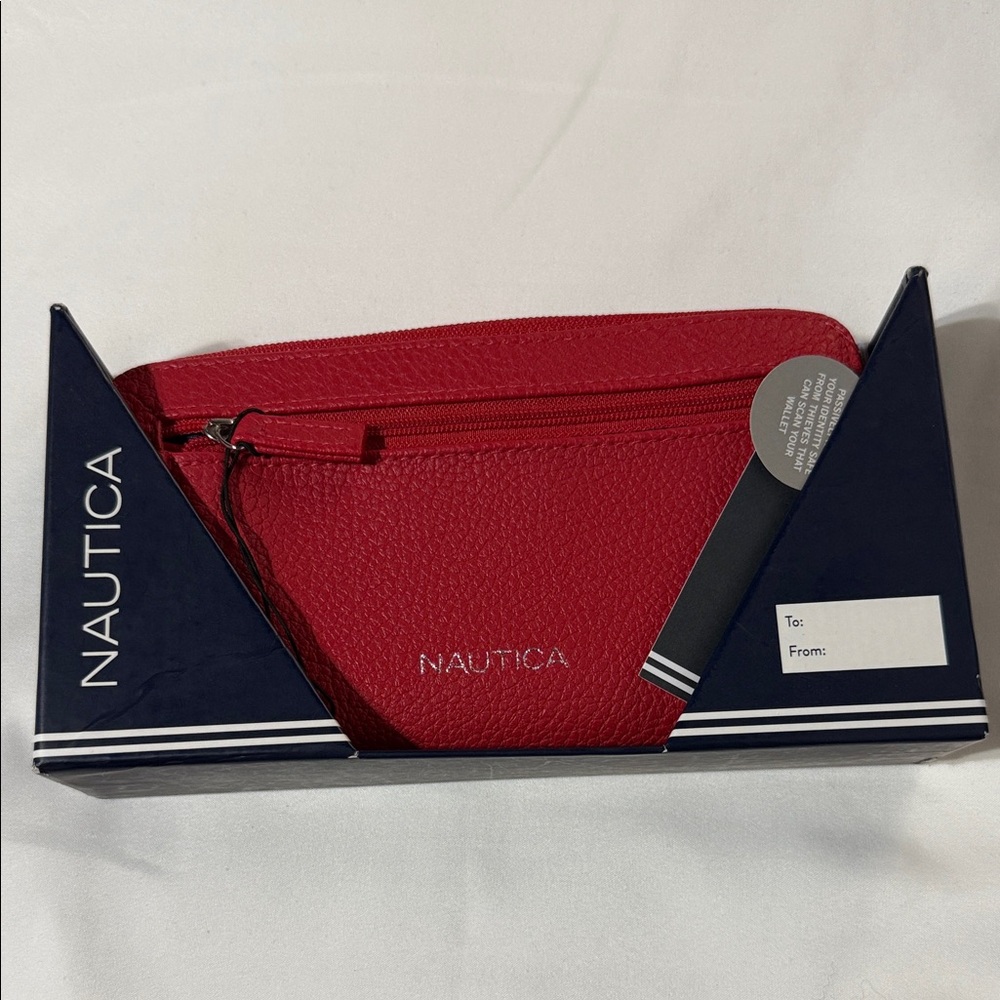 Nautica Vibrant Red Pebbled Wallet
